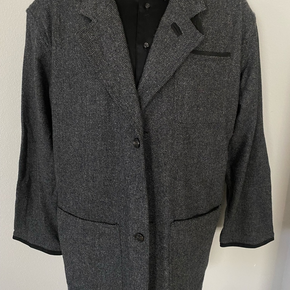 Menvintage Orvis Zambezi Jacket Wool Silk Tweed Charcoal Leather Elbow Patches